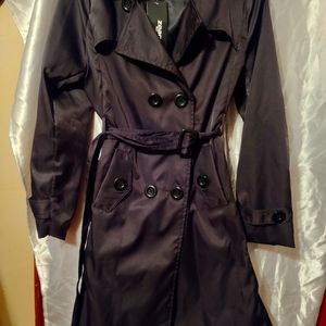 "silk" belted trench coat